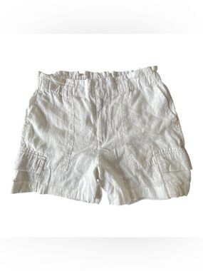 Sanctuary Linen Paperbag Waist Cargo Shorts White XL